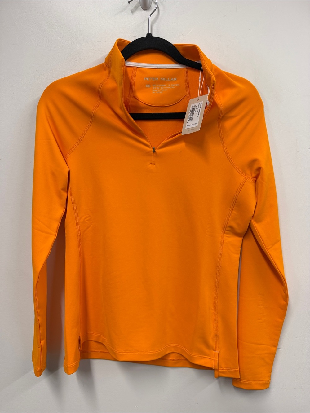 Peter Millar Women's Bright Orange Quarter-Zip Long Sleeve Top xs new